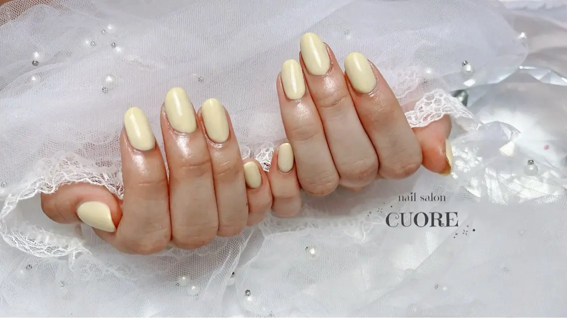 ネイル ワンカラーネイル 黄色 nail salon CUOREのネイルデザイン