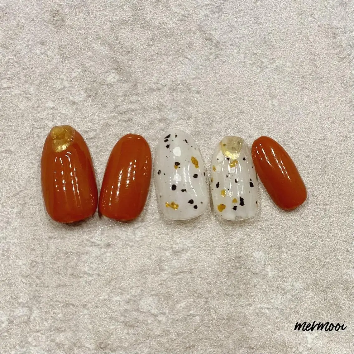 ネイル ブラウン ジェルネイル ミラーネイル mermooi nailのネイルデザイン