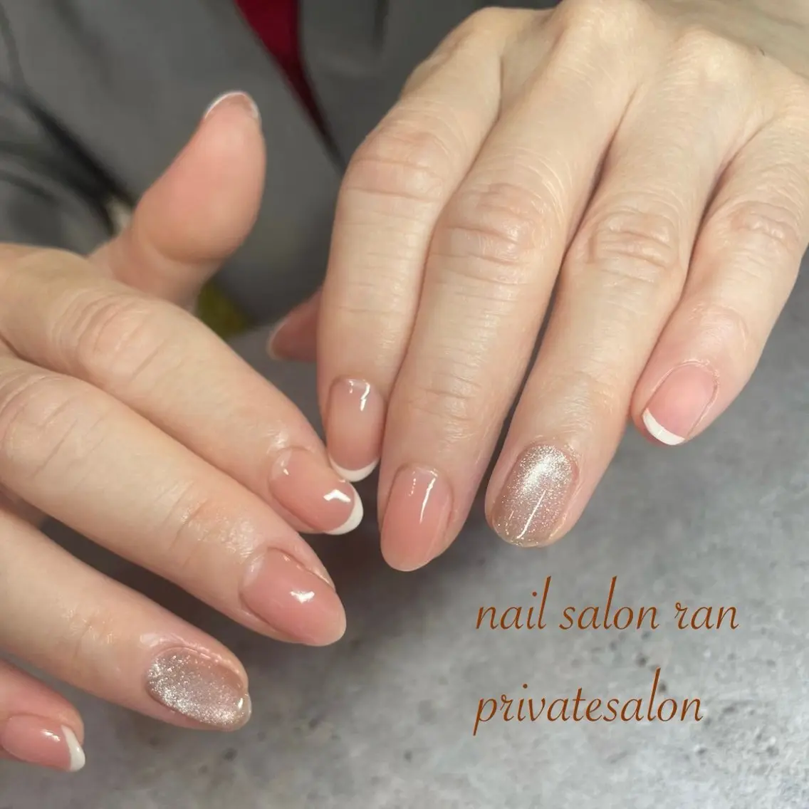 ネイル フレンチネイル ピンク ハンドネイル ハンドケア nailsalon ranのネイルデザイン