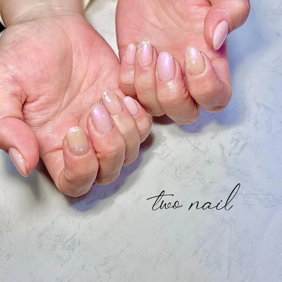 ネイル アートネイル フットネイル ハート ニュアンスネイル ホワイト two nailのネイルデザイン