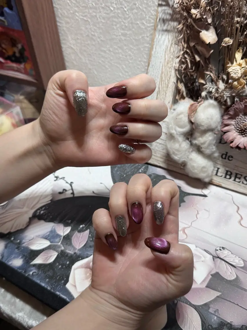 ネイル アートネイル フットネイル ジェルネイル ハート マグネットネイル babarla Nailのネイルデザイン