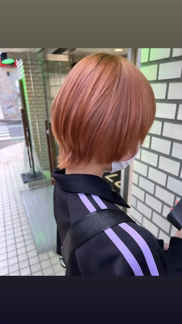 ショート カラー パーマ ヘアアレンジ オレンジ ショートヘア ウルフカット カット ヘアカラー ハイトーン特化🤍 浦住のヘアスタイル