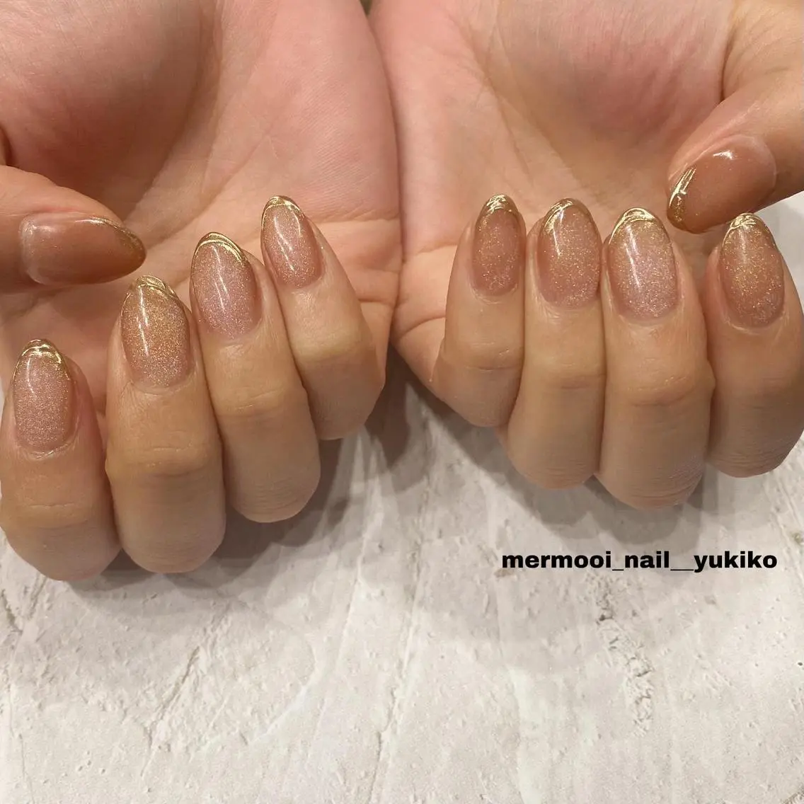 ネイル フレンチネイル ゴールド 韓国ネイル マグネットネイル ミラーネイル mermooi nailのネイルデザイン