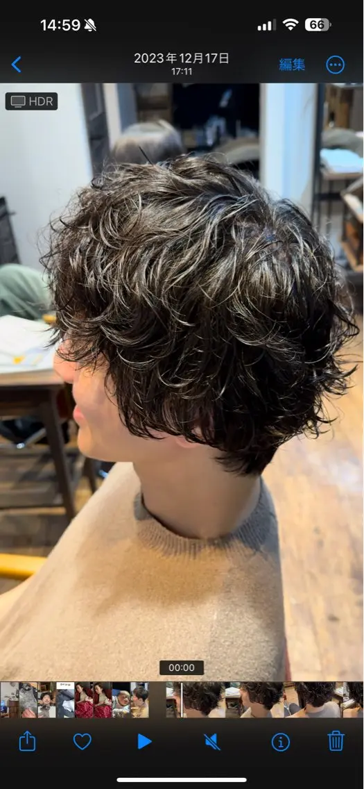 ミディアム パーマ メンズ カット パーマ ヘッドスパ ヘアセット 金子 富士のヘアスタイル
