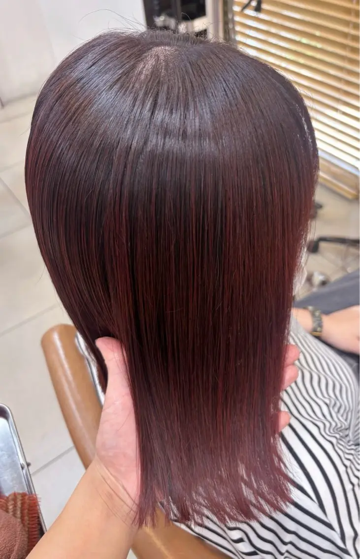 ミディアム カラー レッドカラー 髪質改善 ヘアカラー 頭皮×髪質改善 透明感カラー💎中村のヘアスタイル