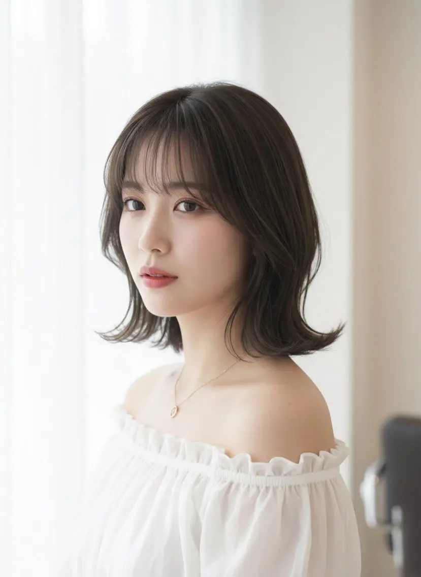 ショート カラー ボブレイヤー 透明感カラー グレージュ ボブ 顔まわりレイヤー カット ヘアカラー トリートメント 韓国レイヤーカット× 髪質改善ラビマーニのヘアスタイル