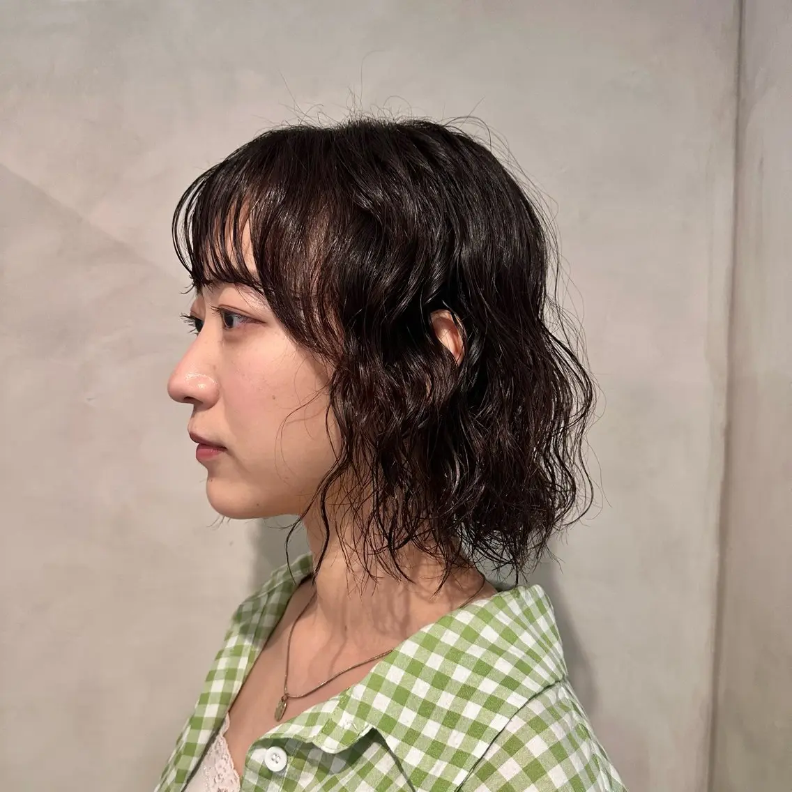 ミディアム パーマ ミディアムパーマ ボブ Yuki☺︎パーマ レイヤーカットのヘアスタイル