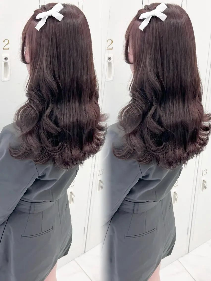 セミロング カラー ヘアアレンジ グレージュ ラベンダーカラー ラベンダーグレージュ ラベンダーグレー ヘアカラー ヘアセット 盛れる顔周り🤍渋谷 Risa🎀のヘアスタイル