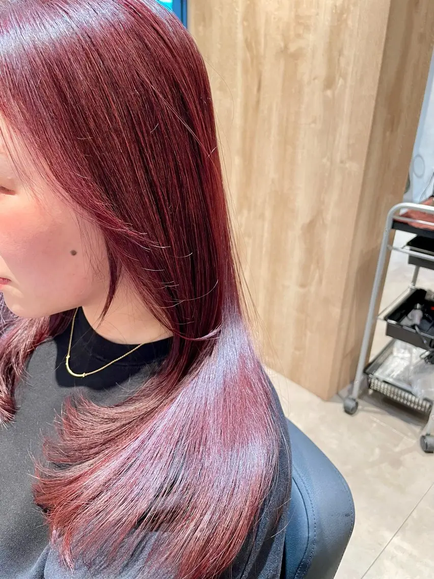 セミロング カラー ボルドーカラー レッドカラー 髪質改善 韓国風ヘア レイヤーカット カット ヘアカラー パーマ ao. 南浦和/髪質改善のヘアスタイル