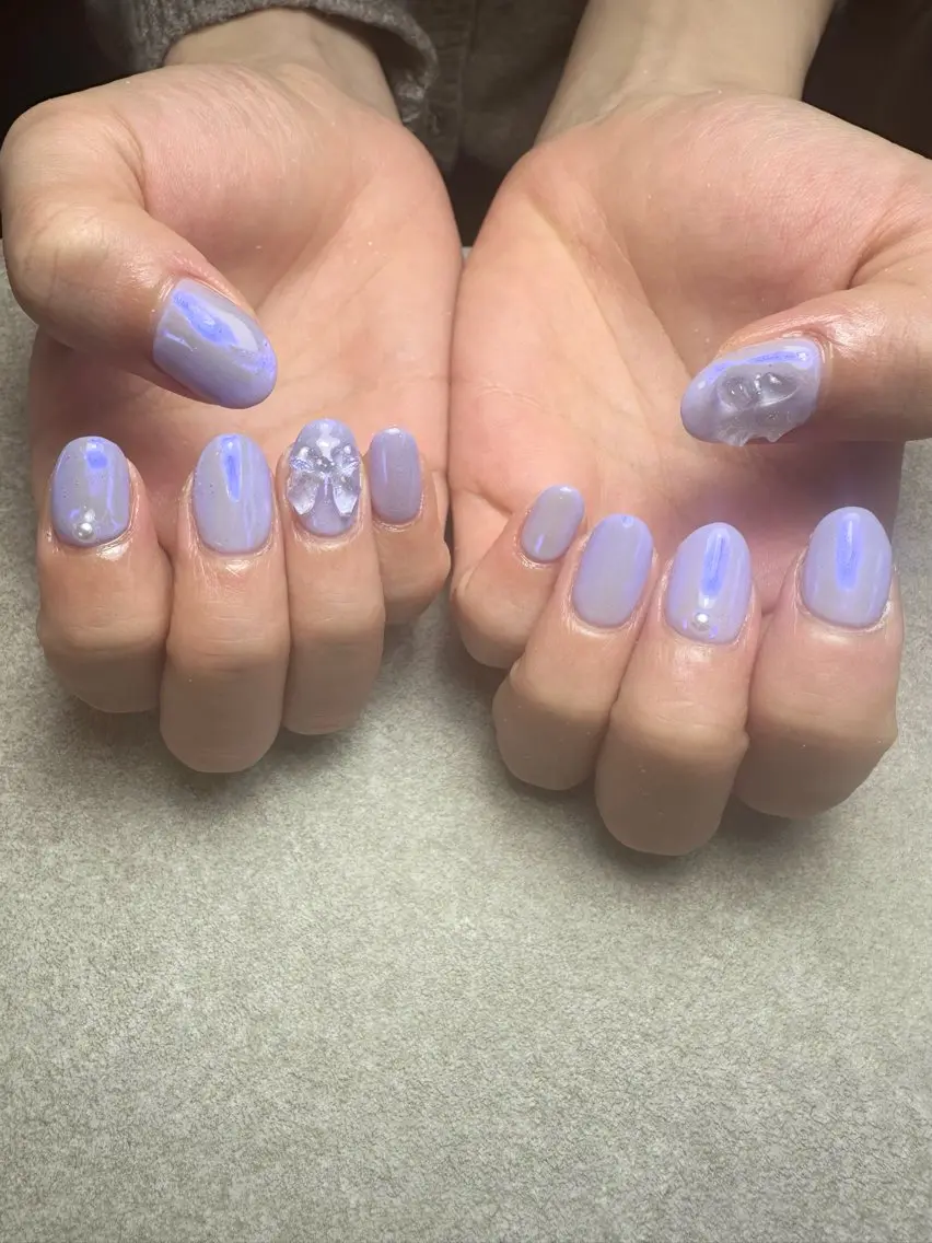 ネイル オーロラネイル パープル 春ネイル nailroom Anmie.のネイルデザイン