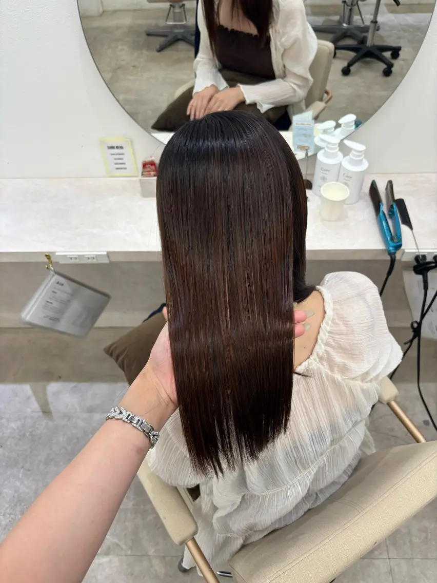 ロング カラー 縮毛矯正 Core茶屋町 HINATAのヘアスタイル