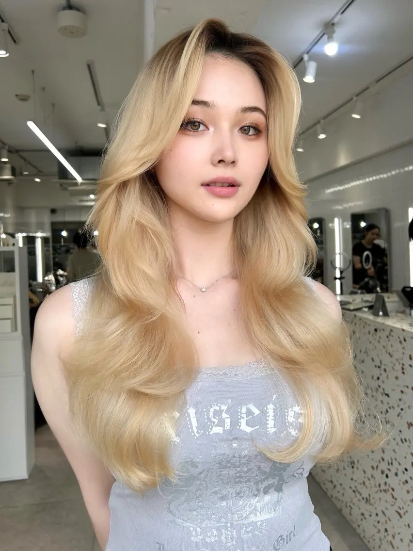 ロング カラー ベージュカラー ミルクティーベージュ ヘアカラー ✨無料カット募集中✨ ONYXのヘアスタイル