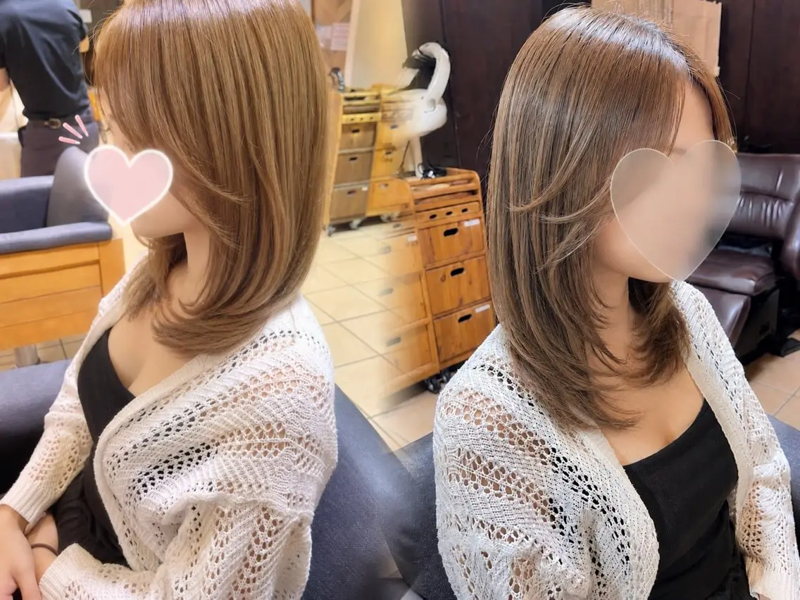 ミディアム 顔周りカット レイヤーカット カット ヘアカラー トリートメント 韓国レイヤー/ 💎Tomoya💎のヘアスタイル