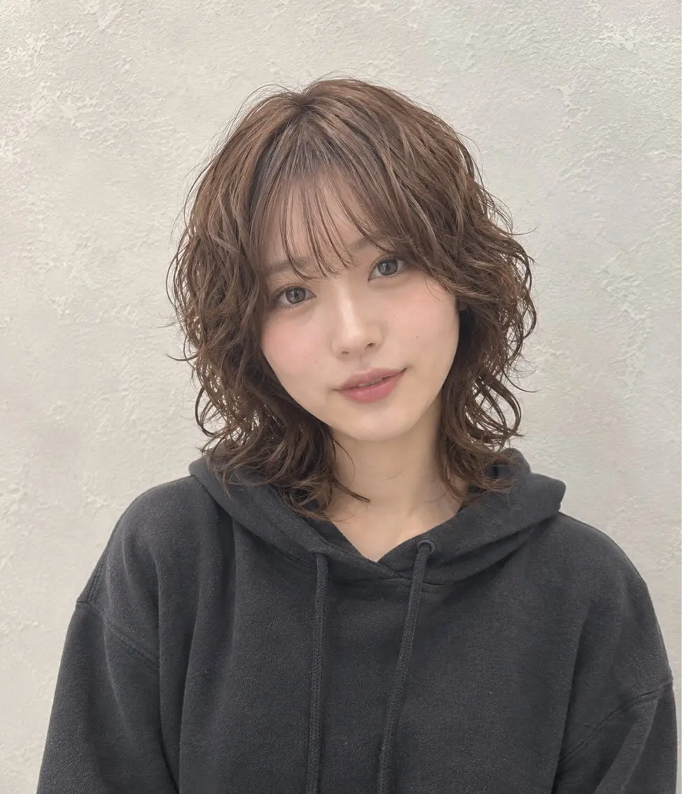 ミディアム カラー パーマ ミディアムパーマ ウルフカット 【enil代表】 杉林和哉のヘアスタイル
