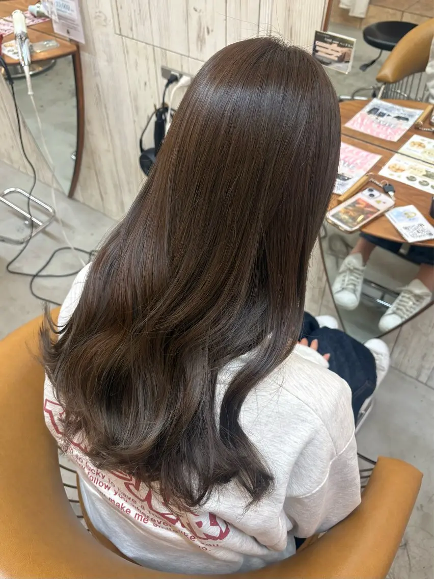 ロング カット ヘアカラー トリートメント オリーブベージュ/ボ ブ縮毛矯正たまき🧡のヘアスタイル