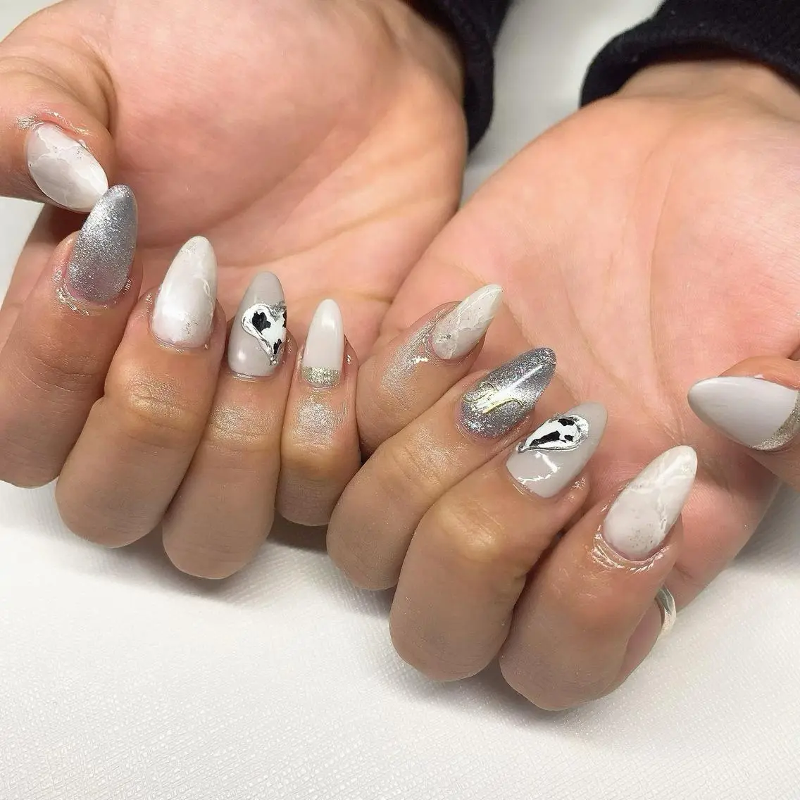 ネイル ハート マグネットネイル 大理石ネイル(マーブル) vivi nailのネイルデザイン