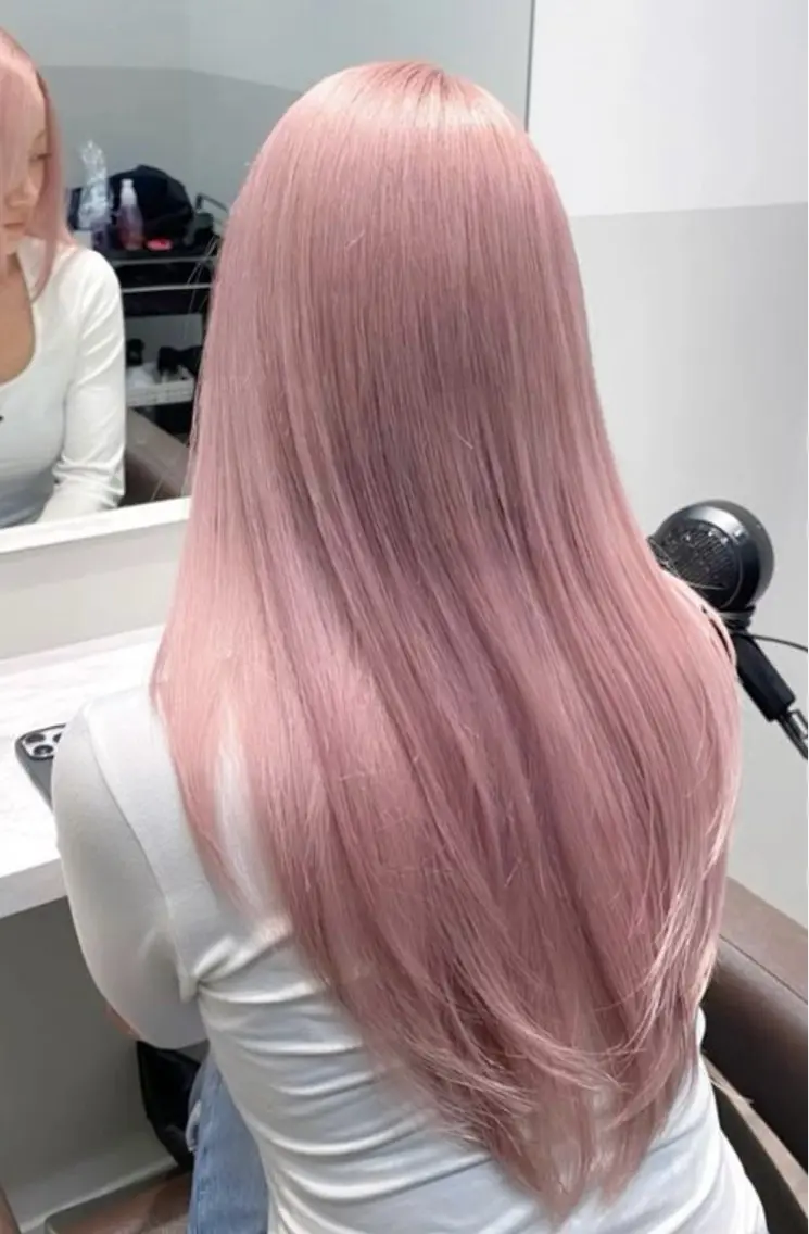 ロング ヘアカラー トリートメント 💗ピンクカラー/ はるか💗のヘアスタイル