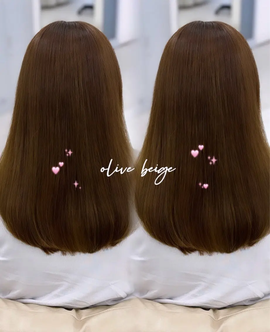 セミロング カラー ベージュカラー 透明感カラー オリーブベージュ ヘアカラー トリートメント COCO_kaho カラー/髪質改善のヘアスタイル