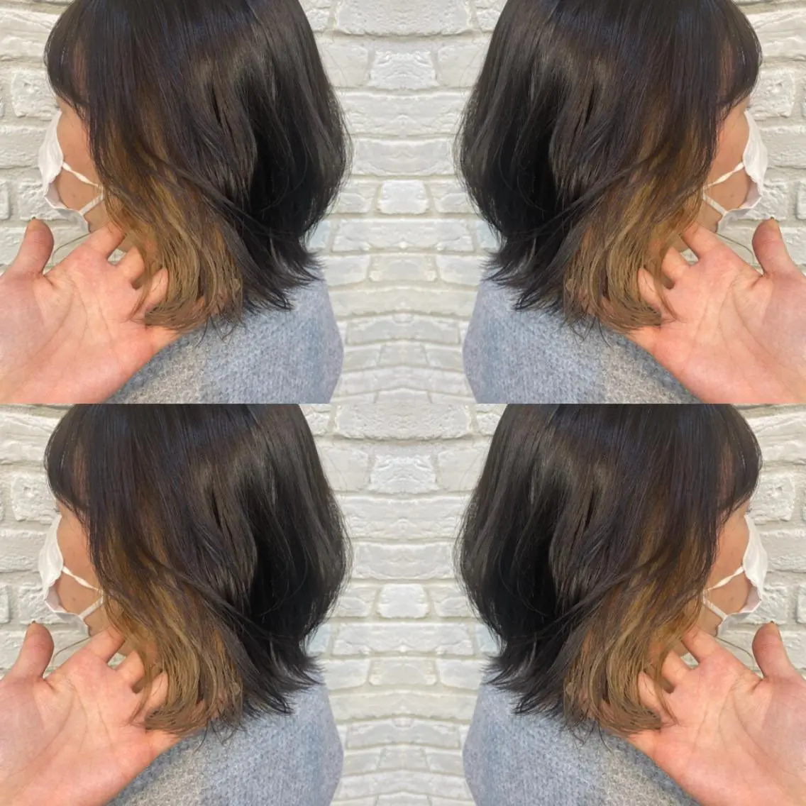 ミディアム ミストバング ヘアカラー ココロ☀️ CLUTCH天王寺店のヘアスタイル
