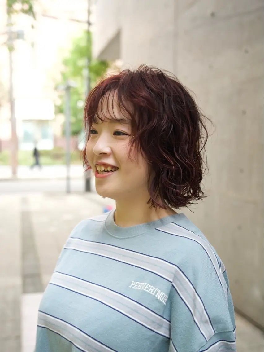 ミディアム パーマ カット パーマ 梅本 佳容子のヘアスタイル
