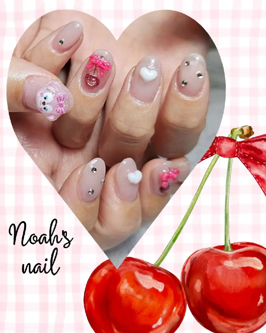 ネイル ガーリー マグネットネイル ピンク Noah'snail   のネイルデザイン
