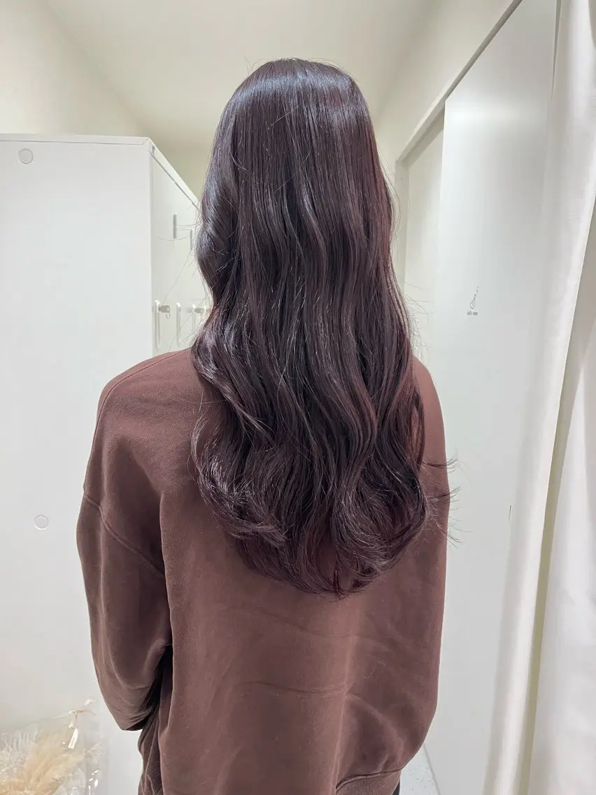 ロング カラー ブリーチ ブリーチなしカラー ピンクカラー ヨシカ/透明感カラー 酸性ストレートのヘアスタイル