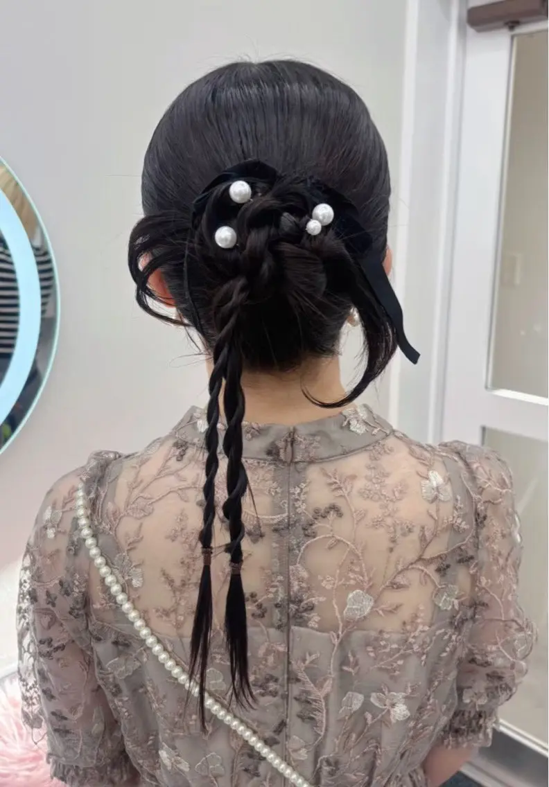 セミロング ヘアアレンジ ヘアセット 羽エクステ┆ボブ ┆アレンジ🖤桃覇のヘアスタイル