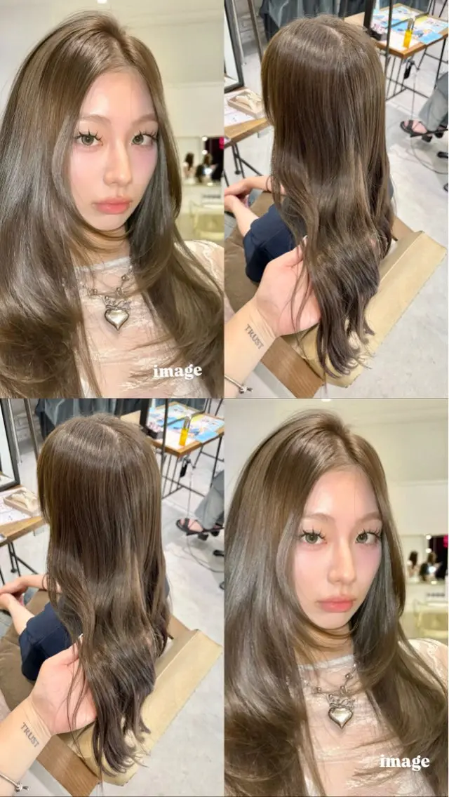 ロング カラー ベージュカラー ブリーチ ダブルカラー ブリーチなしカラー オリーブベージュ ブリーチなしwカラー /艶カラー/oukaのヘアスタイル