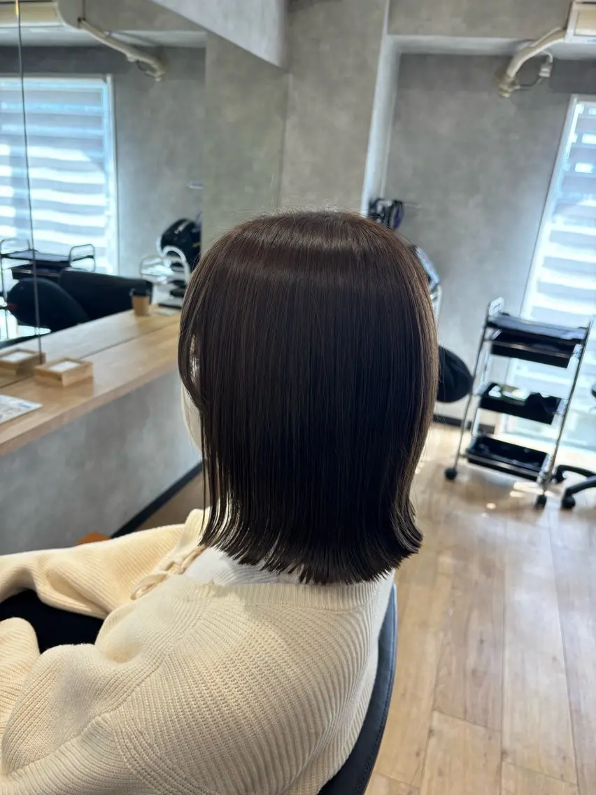 ミディアム カラー カット ヘアカラー トリートメント 🎀Maho🎀ボブ × 髪質改善のヘアスタイル