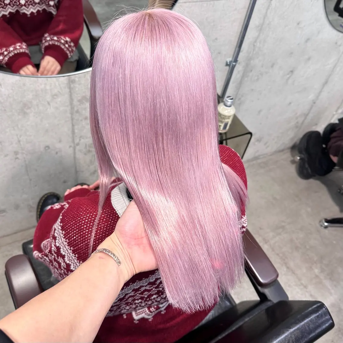 ミディアム カラー ヘアアレンジ ヘアカラー トリートメント TAKUMAブリーチ /デザインカラーのヘアスタイル