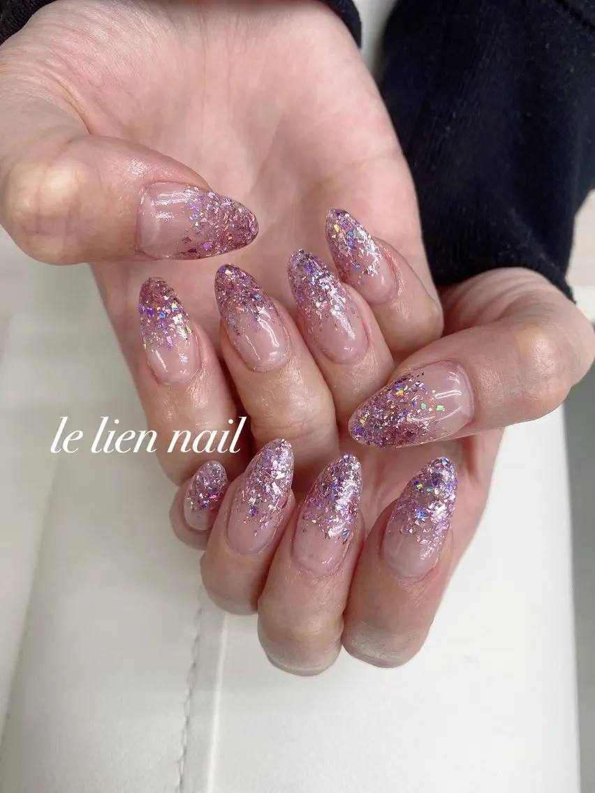 ネイル グラデーション キラキラネイル ラメ(グリッター) ラメグラデーション ピンク le lien nailのネイルデザイン