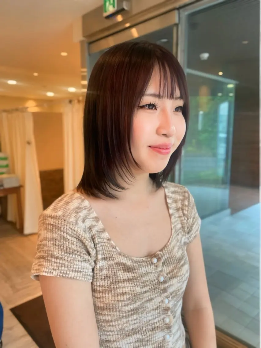 ミディアム カット ヘアカラー トリートメント ✨レイヤーお任せ✨ 林有里子のヘアスタイル