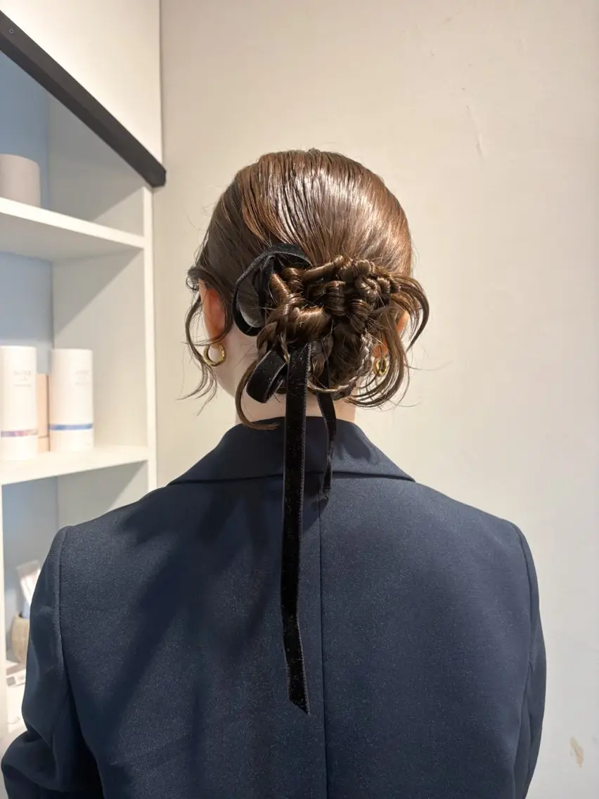 セミロング ヘアアレンジ ヘアセット アレンジ/新宿 透明感カラー/ヤノのヘアスタイル