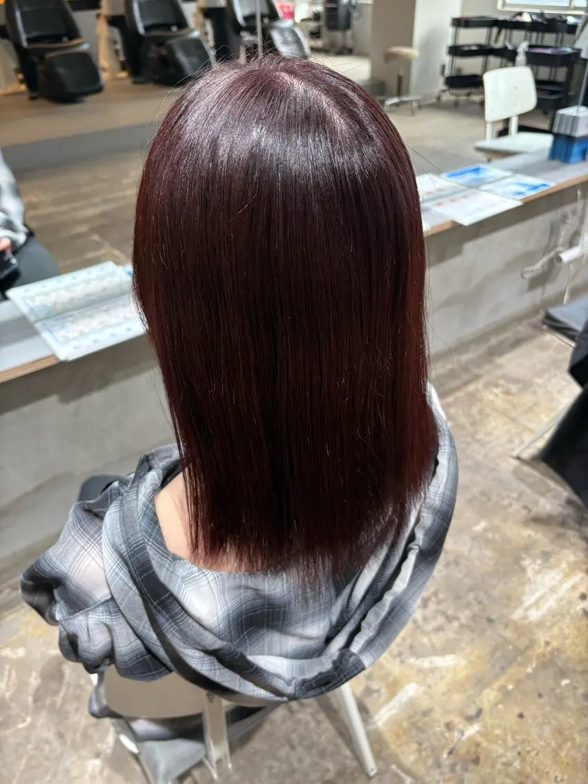 ミディアム カラー ピンクカラー レッドカラー ヘアカラー 玉置七海✨ /透明感/髪質改善のヘアスタイル
