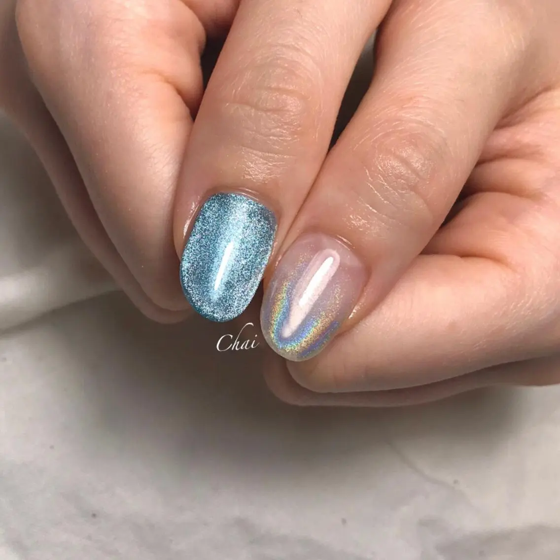 ネイル オーロラネイル マグネットネイル ミラーネイル ハンドネイル chai nail _ai📍鶴橋/桃谷のネイルデザイン