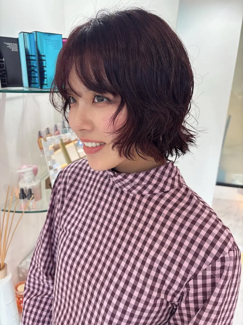 ショート カラー ボブ SAYAKA 🍒／ボブ／暖色のヘアスタイル