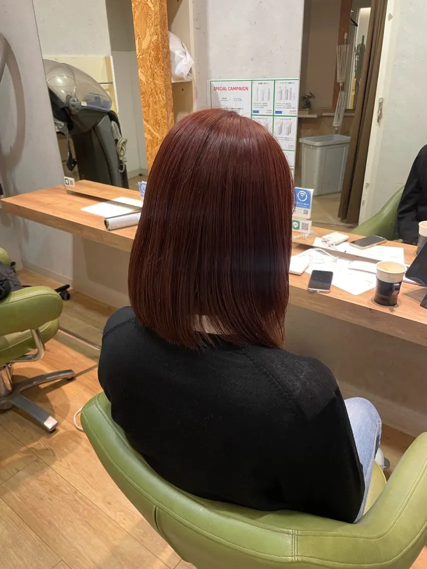 ミディアム カラー ブリーチ ダブルカラー ブリーチなしカラー ピンクカラー レッドカラー ヘアカラー トリートメント 髪質改善/Bloss om🌷高橋沙衣のヘアスタイル