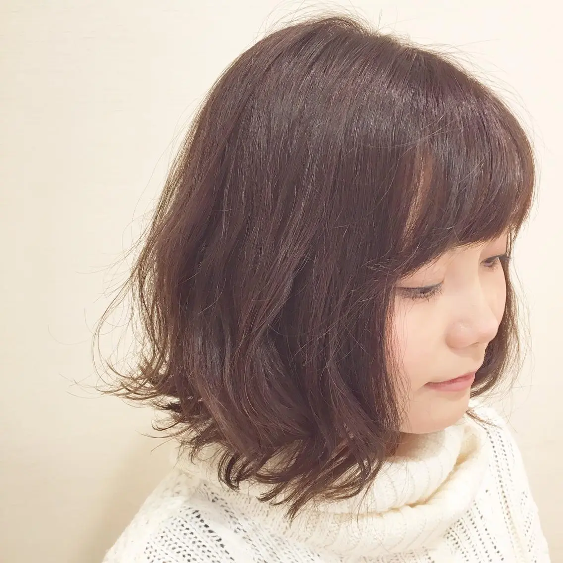 ミディアム カラー パーマ 白浜 サキのヘアスタイル