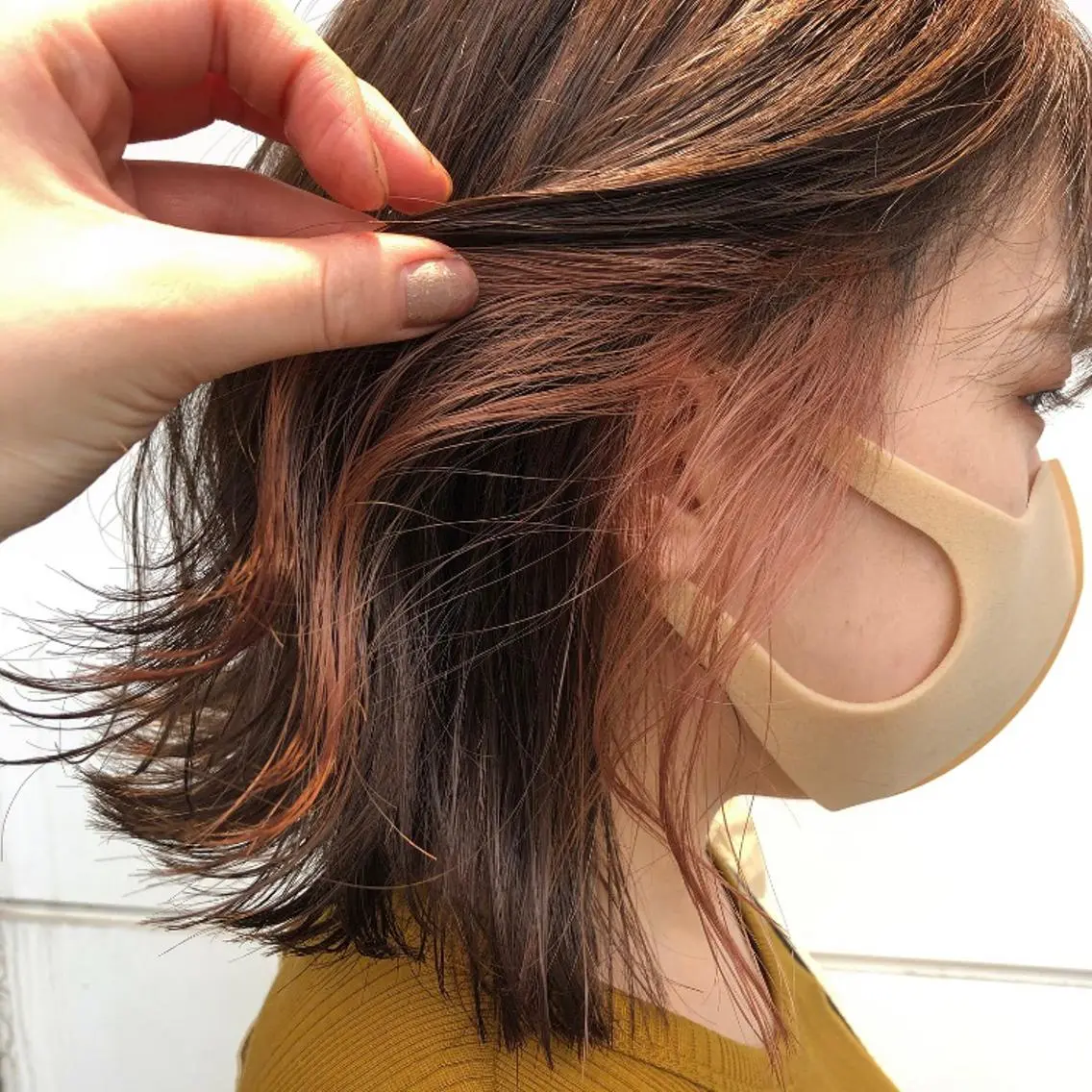 ミディアム カラー オレンジ ヘアカラー トリートメント カトウ ユウカのヘアスタイル