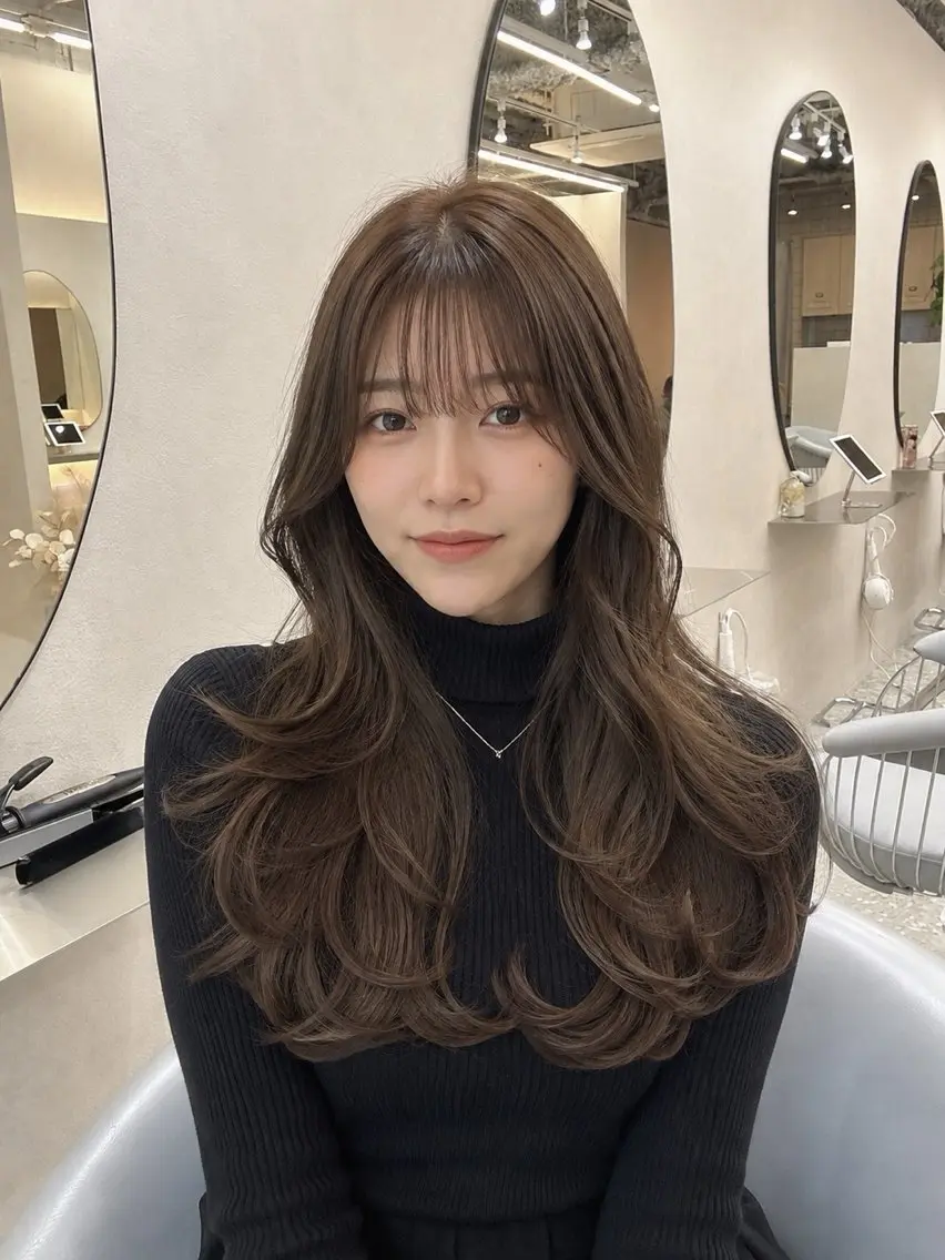 ロング カラー シールエクステ エクステ 髪質改善 韓国風ヘア レイヤーカット 新宿/韓国風レイヤー /エクステ/YUTOのヘアスタイル