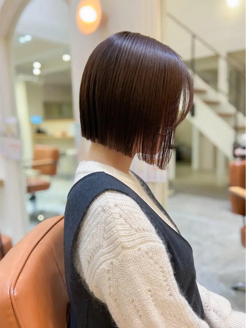 ミディアム 切りっぱなしボブ ボブ 山﨑弓夢/ 撮影モデル/ボブのヘアスタイル