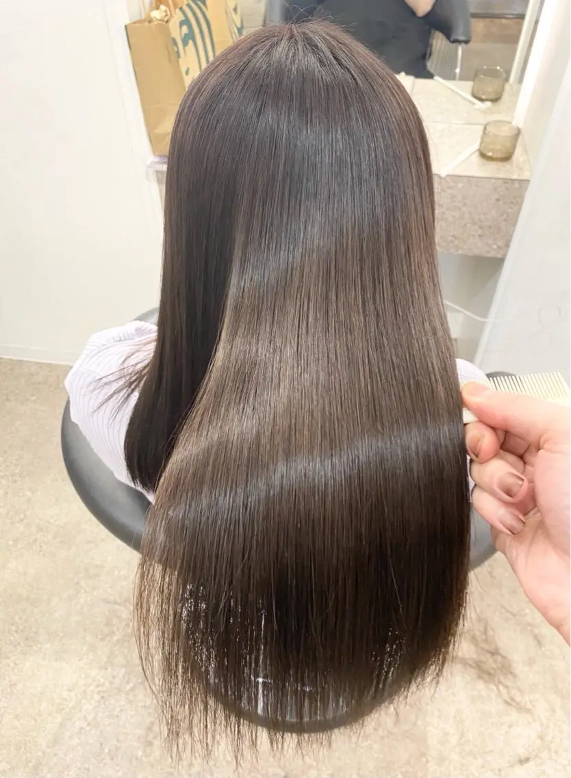 【ハムレッツオリジナル髪質改善&縮毛矯正】自然な仕上がりサラツヤヘアーに乾かしただけでなれちゃう髪質改善ストレートを体験の写真
