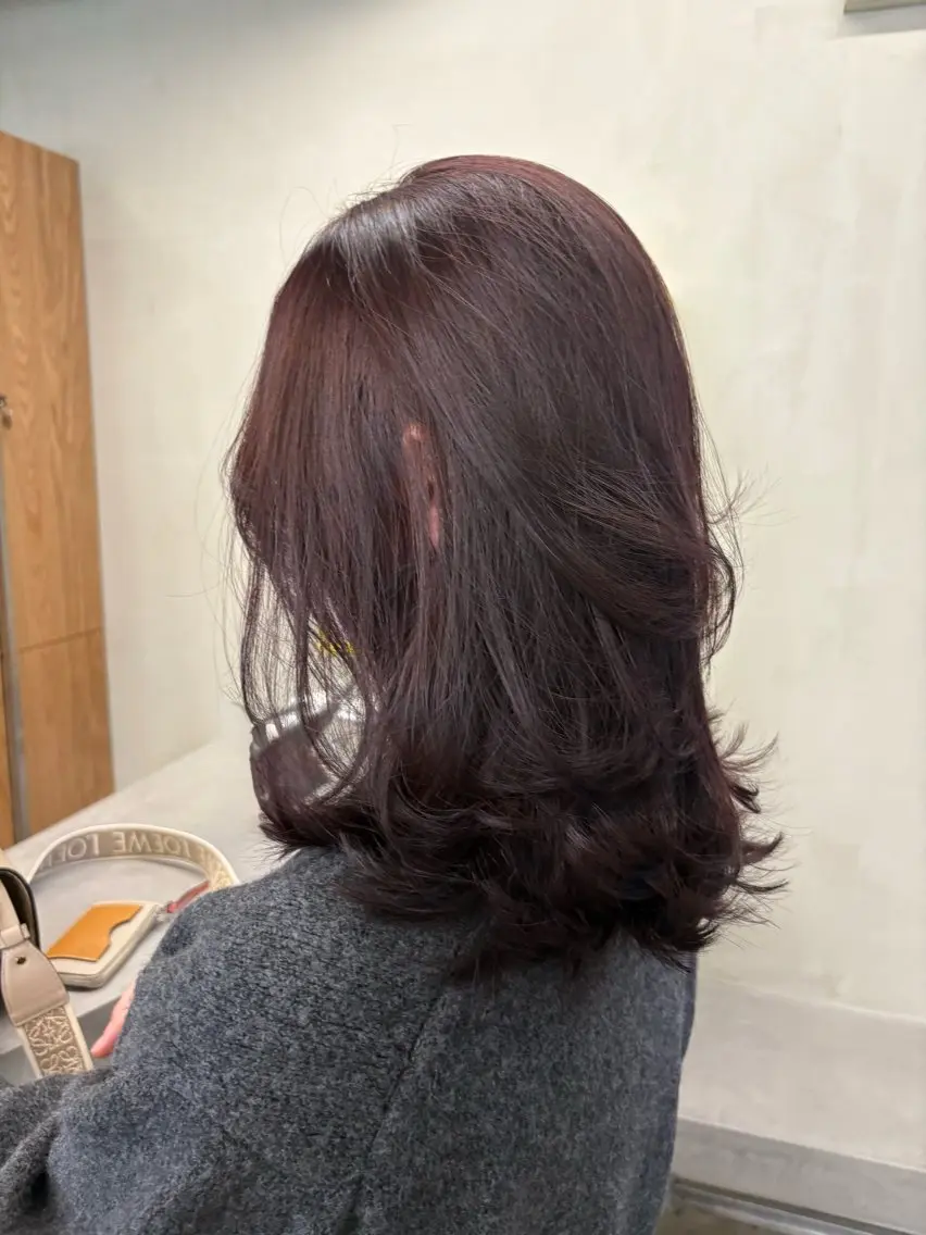 ミディアム カラー カット ヘアカラー トリートメント レイヤー/柔色 カラー/SAkiのヘアスタイル