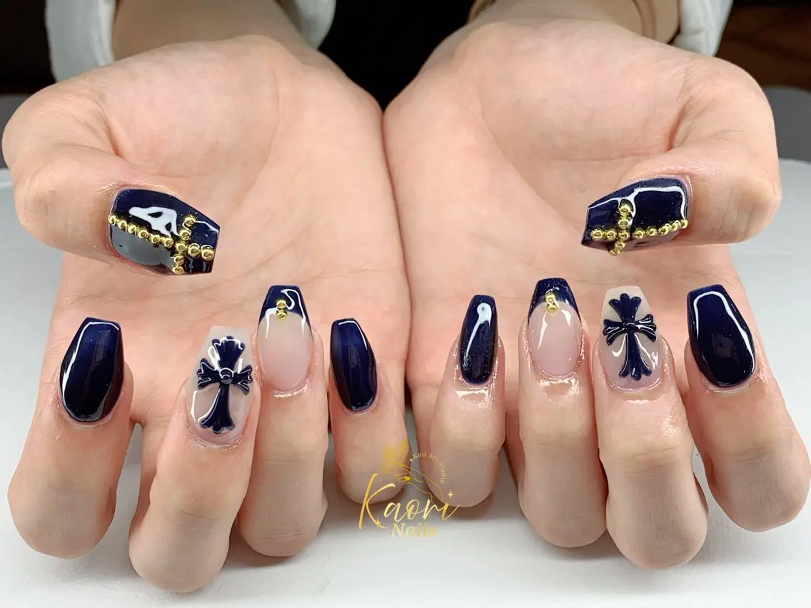 ネイル チークネイル ドット フレンチネイル ジェルネイル グラデーション Kaori Nailのネイルデザイン