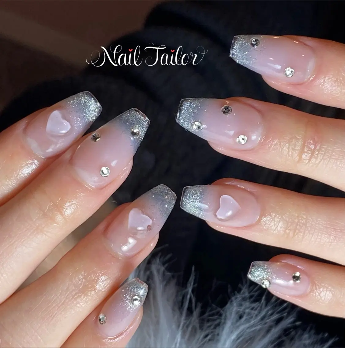 ネイル チークネイル クリアネイル 成人式 長さ出し マグネットネイル ハンドネイル NailTailor ネイルテイラーのネイルデザイン