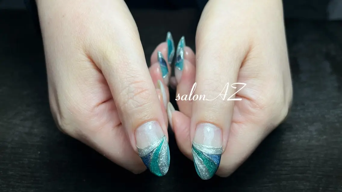 ネイル 長さ出し フットネイル フレンチネイル マグネットネイル ニュアンスネイル salon AZのネイルデザイン