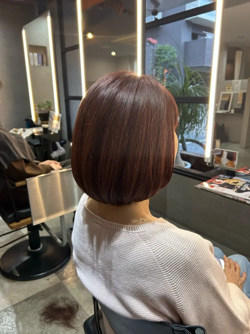 ミディアム カラー カット ヘアカラー トリートメント 艶カラー／ベージュ/ ショート/安岡哲兵のヘアスタイル