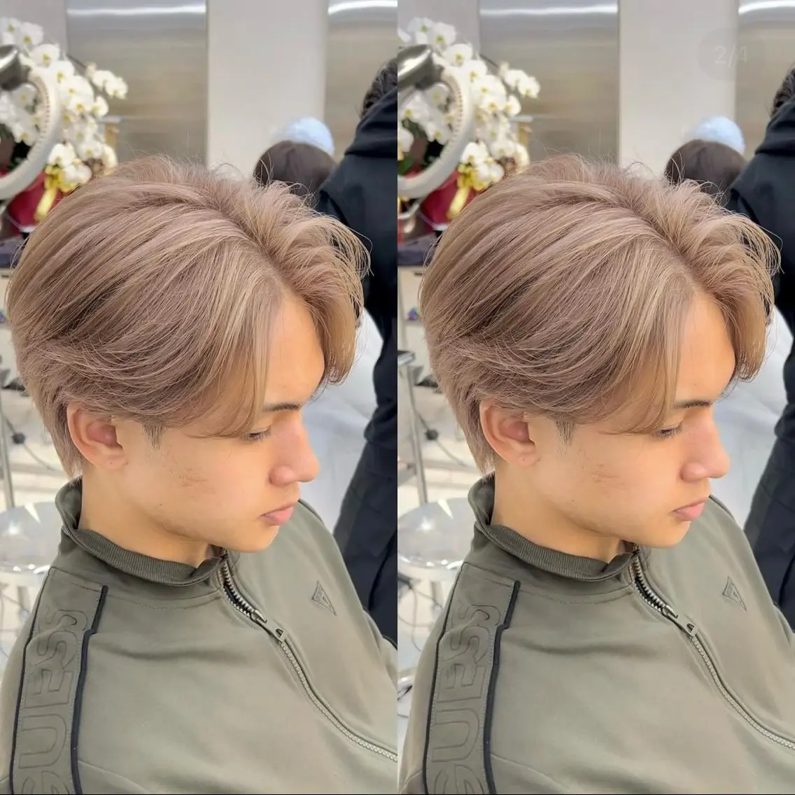 カラー メンズ ベージュカラー ミルクティーベージュ 齊藤 大地のヘアスタイル