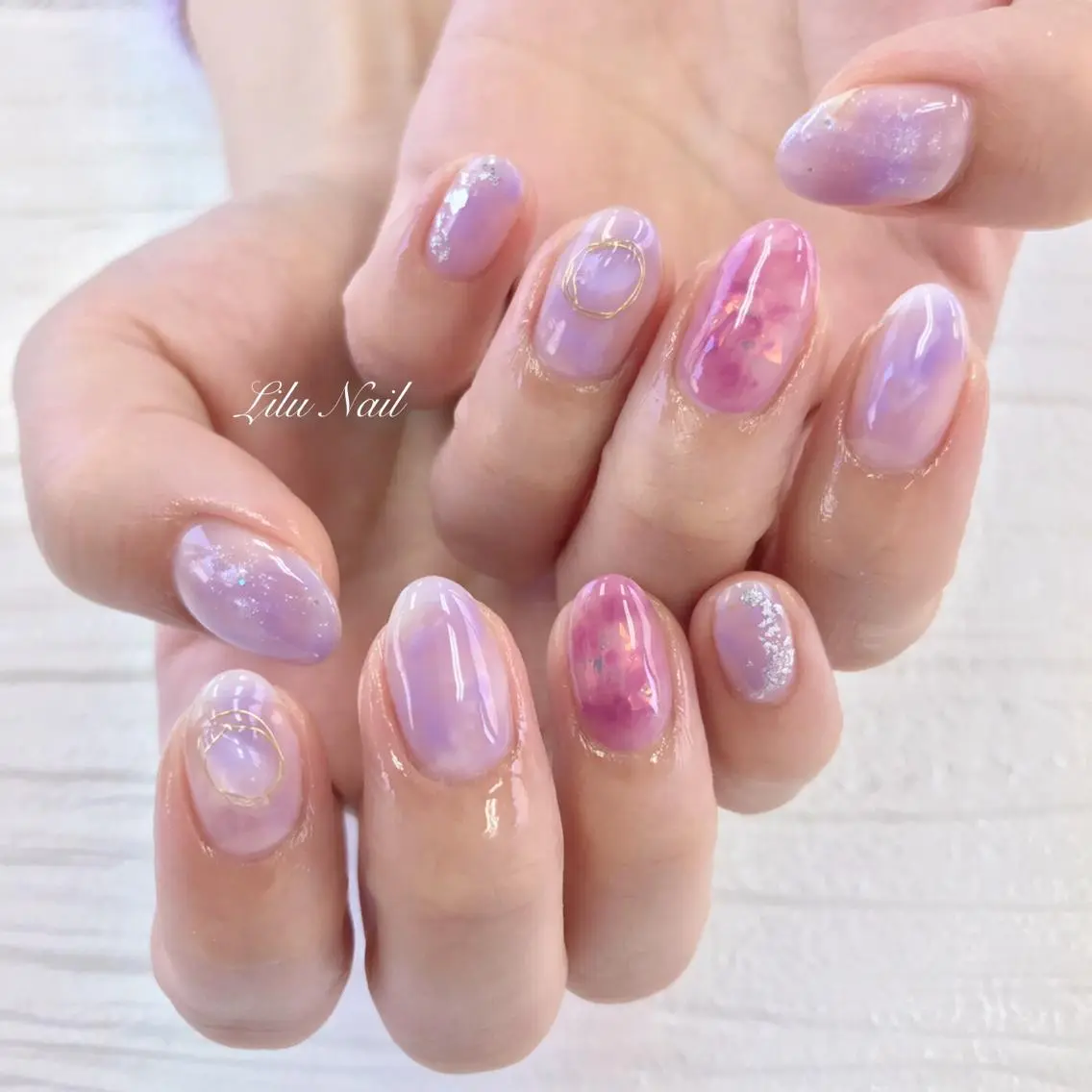 ネイル ニュアンスネイル パープル モチの良さ◉ フィルインネイル♡のネイルデザイン