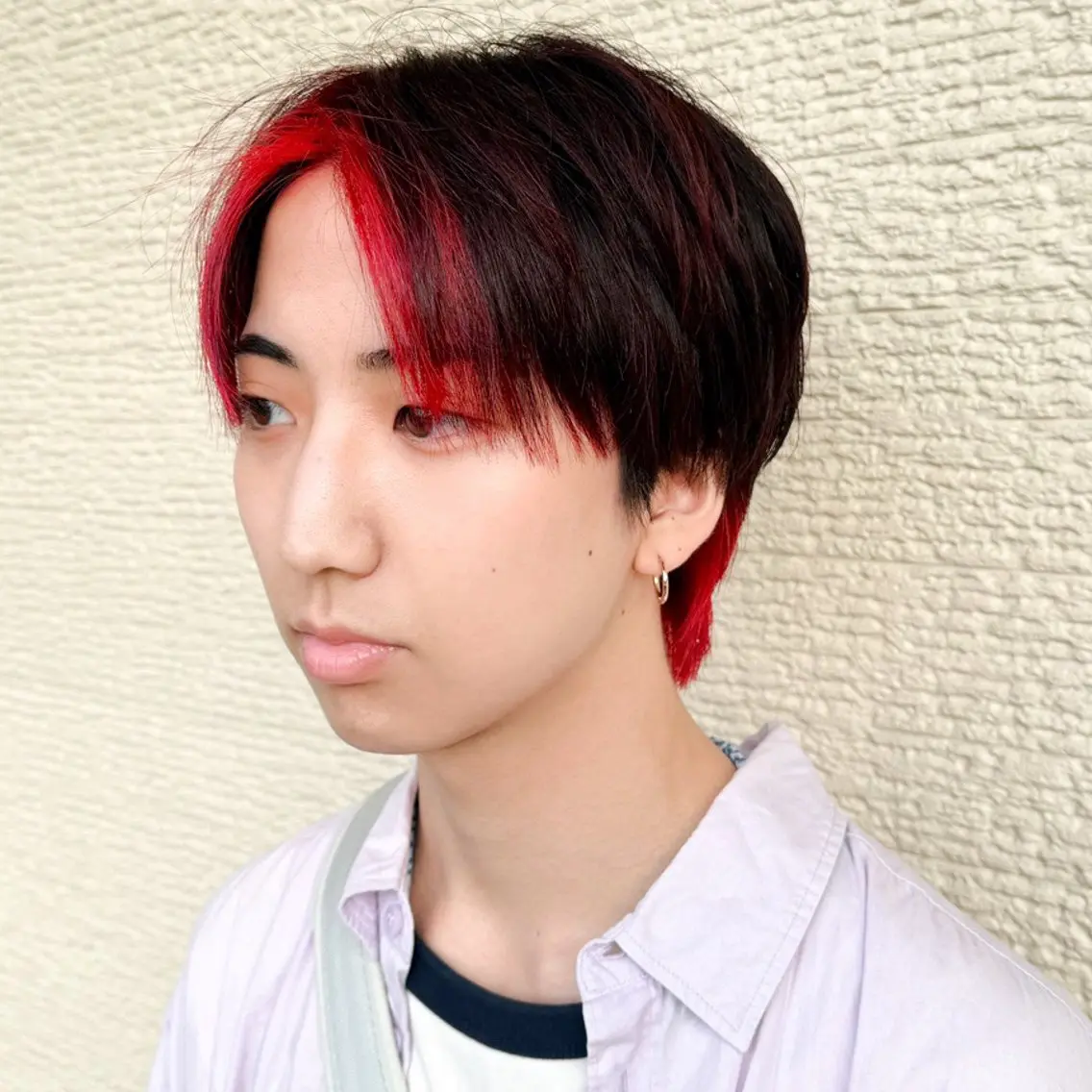 ショート カラー ミストバング フェイスフレーミング レッドカラー カット ヘアカラー デザインカラー/ 推しの配色 肥後のヘアスタイル